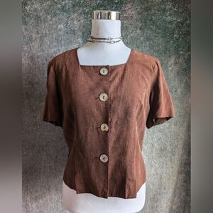 Vintage Soft Brown Button Front Top